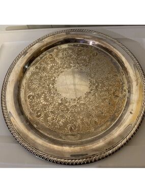 WM Rogers Silver Plated Serving Tray Plate 15" Platter #272 Round